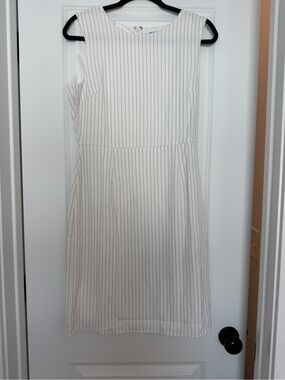 She + Sky Cream White Pinstripe Sheath Dress